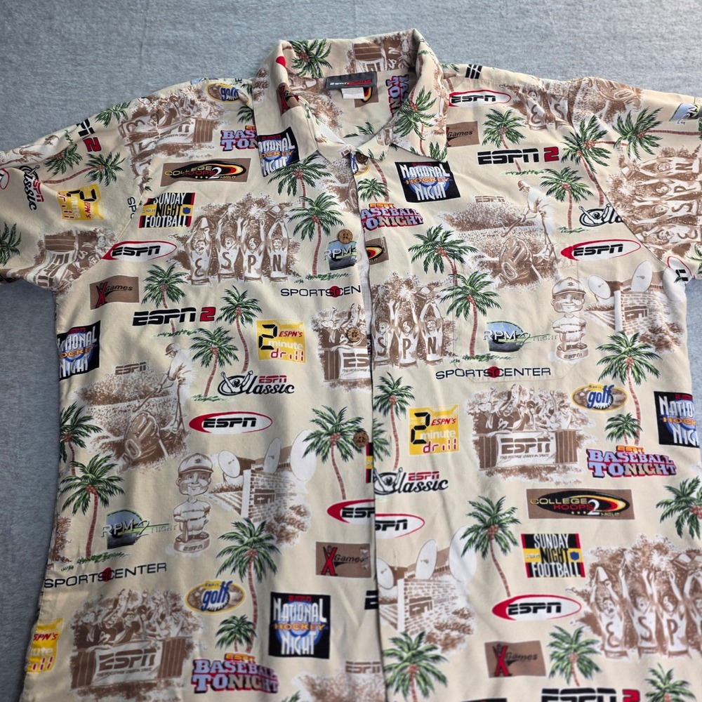 ESPN Zone Sportscenter‎ Hawaiian Aloha Shirt Mens XL Print